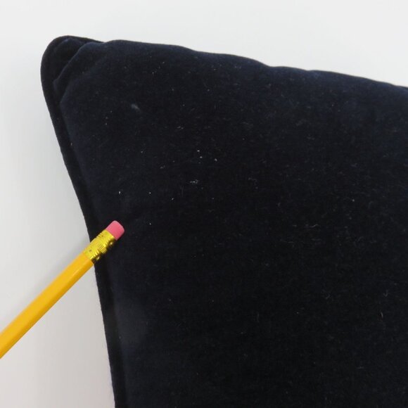 Needlepoint Santa Claus Papa Noel Christmas Square Pillow Blue Velvet Zipper - Picture 9 of 11